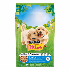 Állateledel száraz PURINA Friskies Vitafit Junior kutyáknak csirkehússal, zöldségekkel és tejjel 8 kg