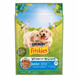 Állateledel száraz PURINA Friskies Vitafit Junior kutyáknak csirkével, zöldséggel és tejjel 500 g