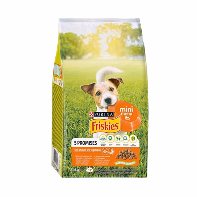Állateledel száraz PURINA Friskies Vitafit Mini menü kutyáknak csirkével és zöldséggel 1,5 kg