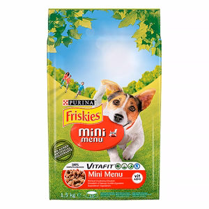 Állateledel száraz PURINA Friskies Vitafit Mini menü kutyáknak marhahússal és zöldséggel 1,5 kg