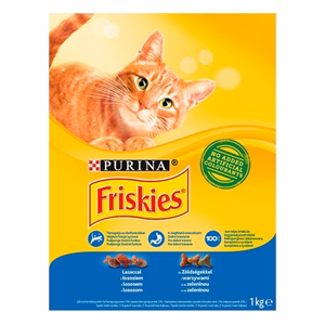 Állateledel száraz PURINA Friskies macskáknak lazaccal és zöldséggel 1 kg
