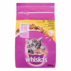 Állateledel száraz WHISKAS Junior macskáknak csirkehússal 300 g