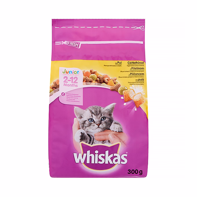 Állateledel száraz WHISKAS Junior macskáknak csirkehússal 300 g