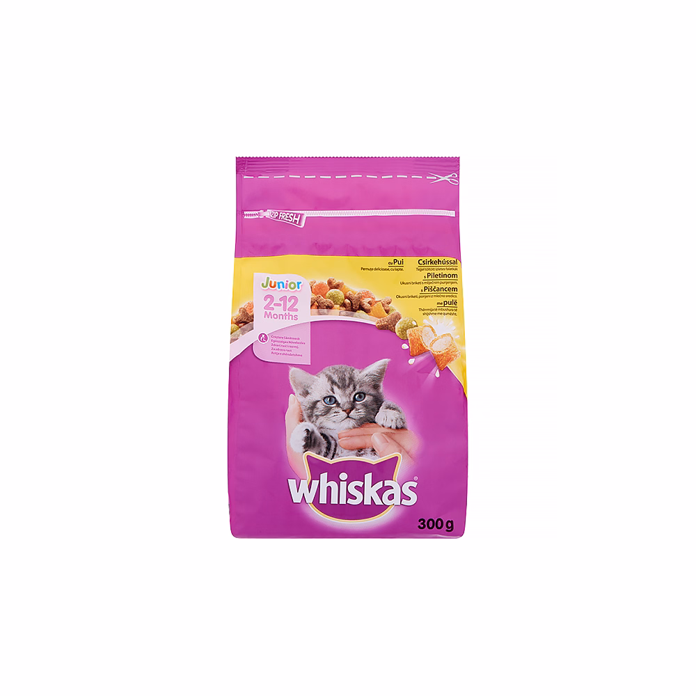 Állateledel száraz WHISKAS Junior macskáknak csirkehússal 300 g
