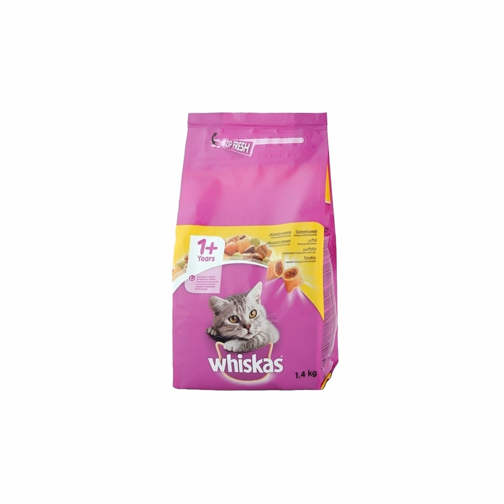 Állateledel száraz WHISKAS macskáknak csirke 1,4 kg