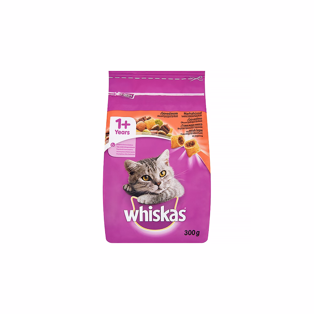 Állateledel száraz WHISKAS macskáknak marhahússal 300 g