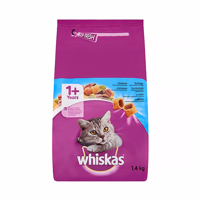 Állateledel száraz WHISKAS macskáknak tonhallal 1,4 kg