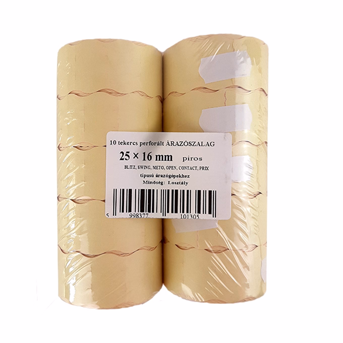 Árazószalag FORTUNA 25x16 mm piros 10 tekercs/csomag