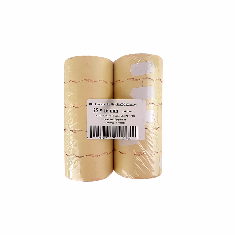 Árazószalag FORTUNA 25x16 mm piros 10 tekercs/csomag