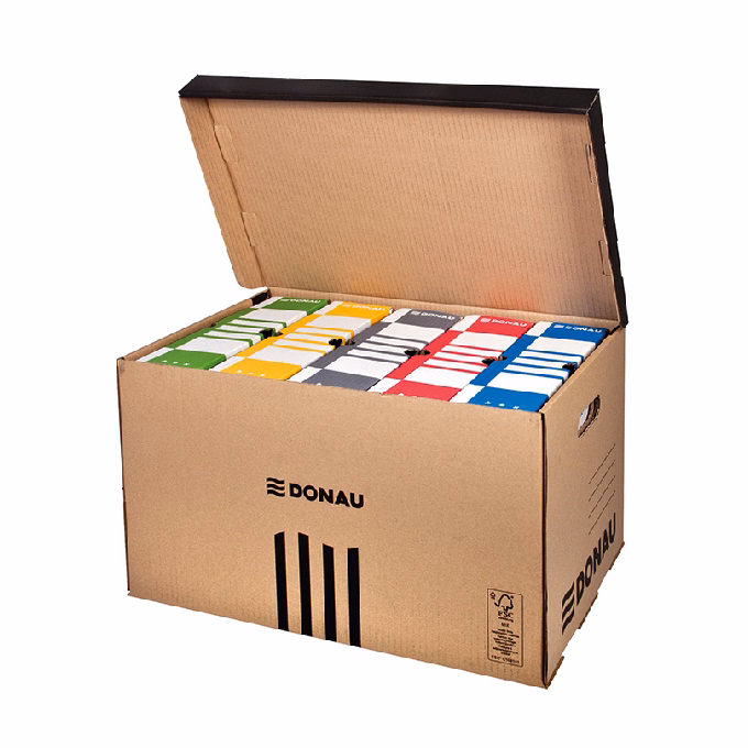 Archiváló konténer dobozoknak DONAU 555x370x315 mm felfelé nyíló tetővel barna
