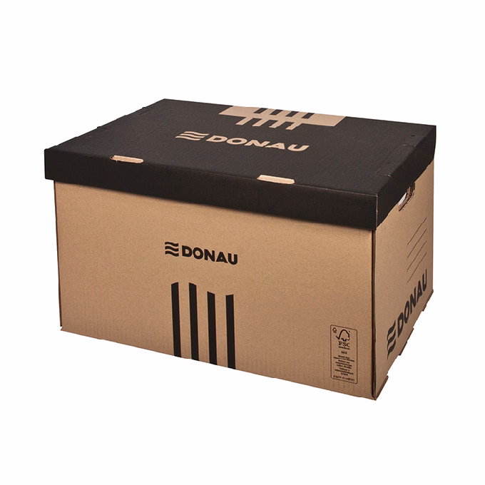 Archiváló konténer dobozoknak DONAU 555x370x315 mm felfelé nyíló tetővel barna
