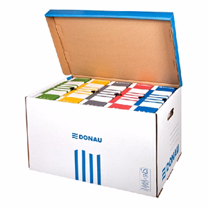 Archiváló konténer dobozoknak DONAU 555x370x315 mm felfelé nyíló tetővel kék