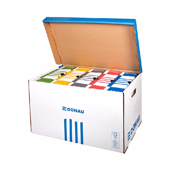 Archiváló konténer dobozoknak DONAU 555x370x315 mm felfelé nyíló tetővel kék