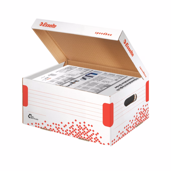 Archiváló konténer dobozoknak ESSELTE Speedbox S 355x193x252 mm felfelé nyíló tetővel fehér