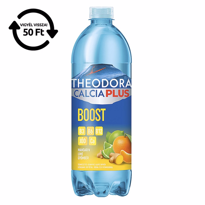 Ásványvíz szénsavas THEODORA Calcia Plus Boost mandarin-lime-gyömbér 0,7 L DRS