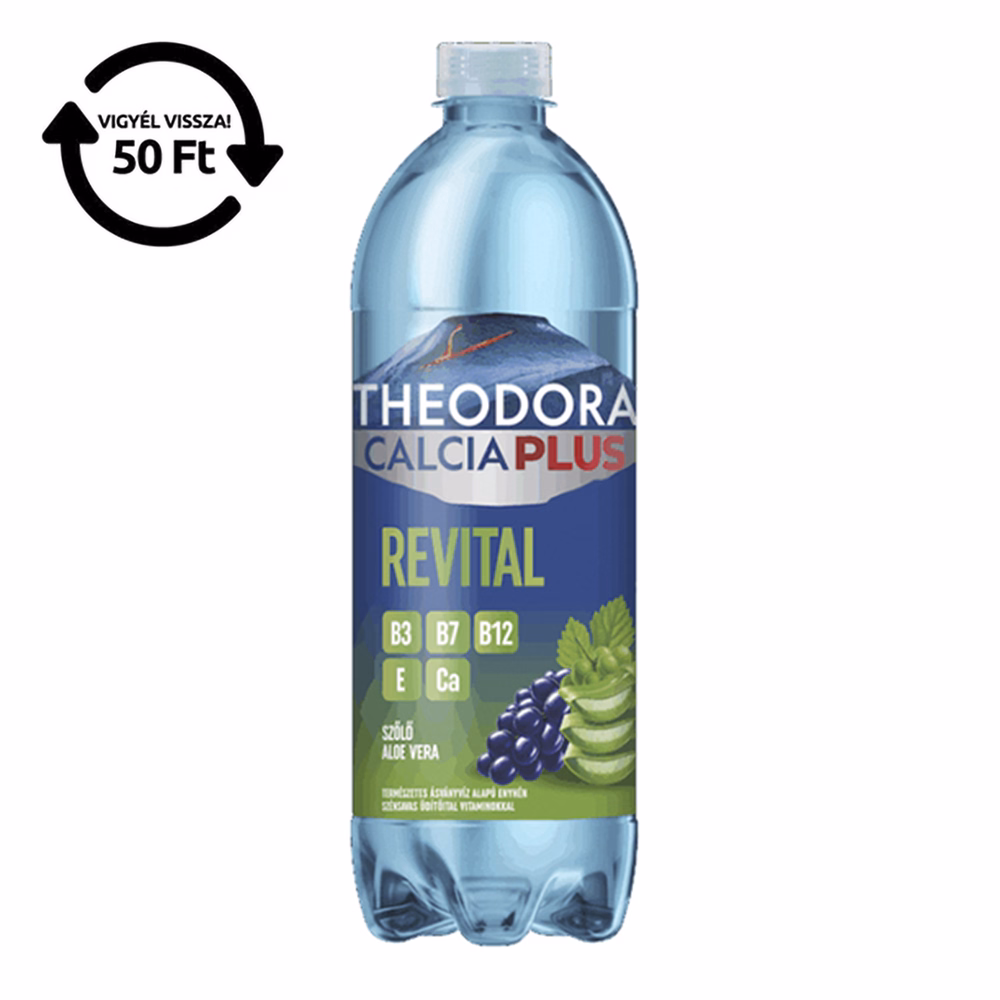 Ásványvíz szénsavas THEODORA Calcia Plus Revital szőlő-aloe vera 0,7 L DRS