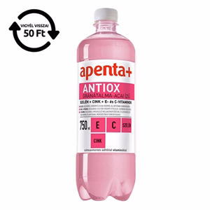Ásványvíz szénsavmentes APENTA+ Antiox gránátalma-acai ízű 0,75L DRS