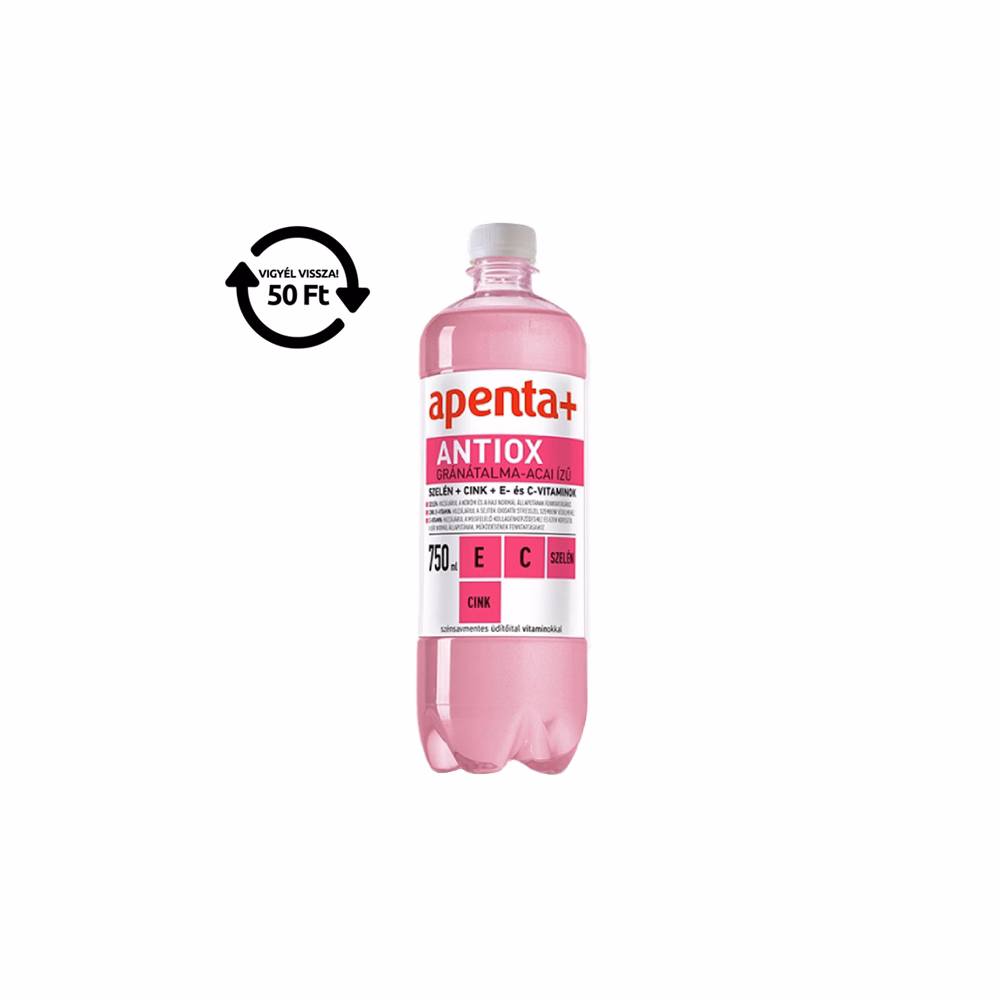 Ásványvíz szénsavmentes APENTA+ Antiox gránátalma-acai ízű 0,75L DRS