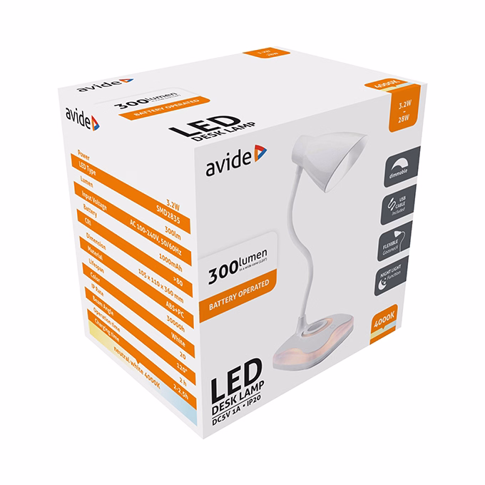 Asztali lámpa AVIDE Led USB 3,2W
