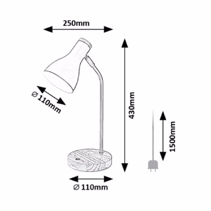 Asztali lámpa RÁBALUX Ferb halogén E14 1xmax25W fém/fa fekete