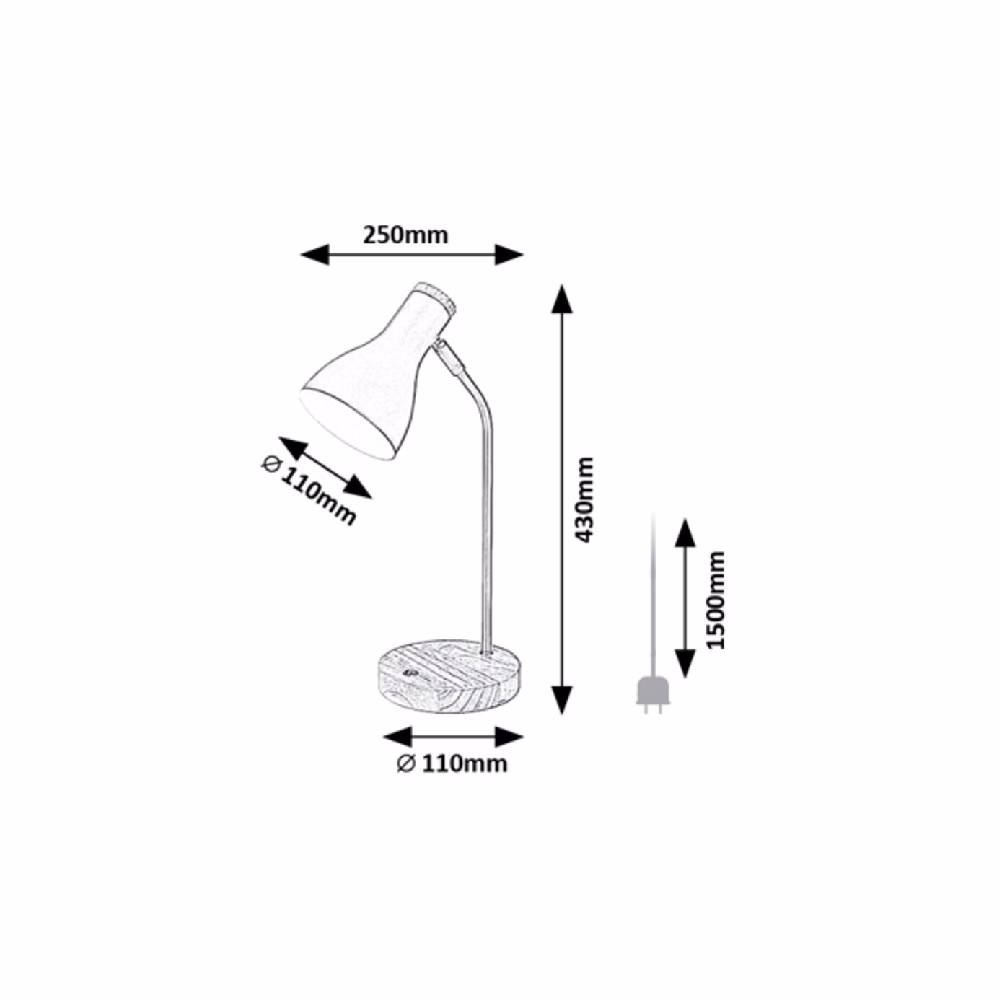 Asztali lámpa RÁBALUX Ferb halogén E14 1xmax25W fém/fa fekete