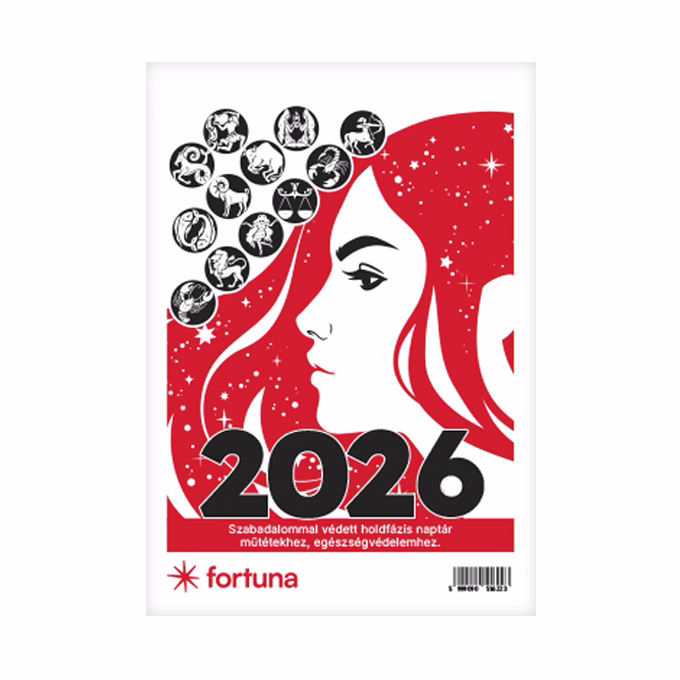 Asztali naptár FORTUNA BA21 álló fehér lapos holdfázissal 2026.