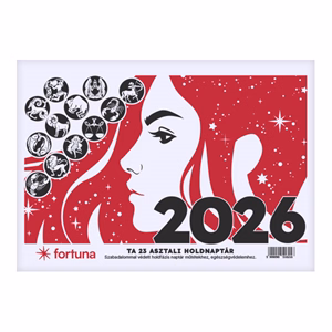 Asztali naptár FORTUNA TA23 álló fehér lapos holdfázissal 2026.