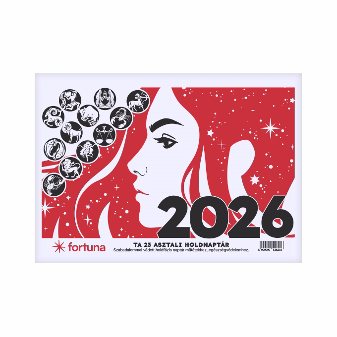 Asztali naptár FORTUNA TA23 álló fehér lapos holdfázissal 2026.