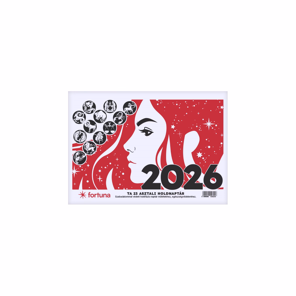 Asztali naptár FORTUNA TA23 álló fehér lapos holdfázissal 2026.