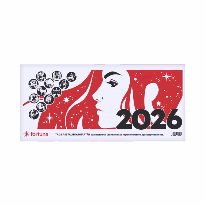 Asztali naptár FORTUNA TA24 álló fehér lapos holdfázissal 2026.