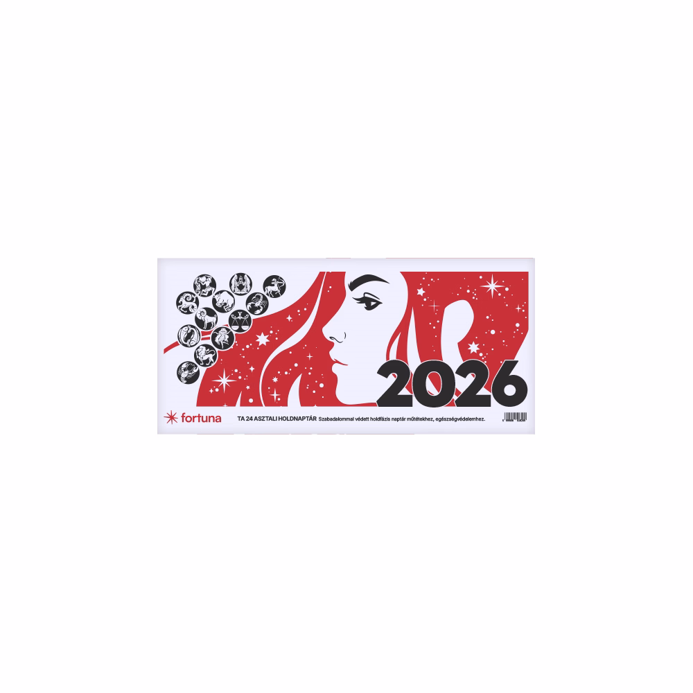 Asztali naptár FORTUNA TA24 álló fehér lapos holdfázissal 2026.