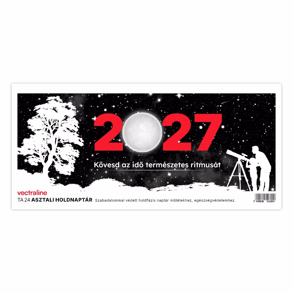 Asztali naptár VECTRALINE TA24 álló fehér lapos holdfázissal 2027.
