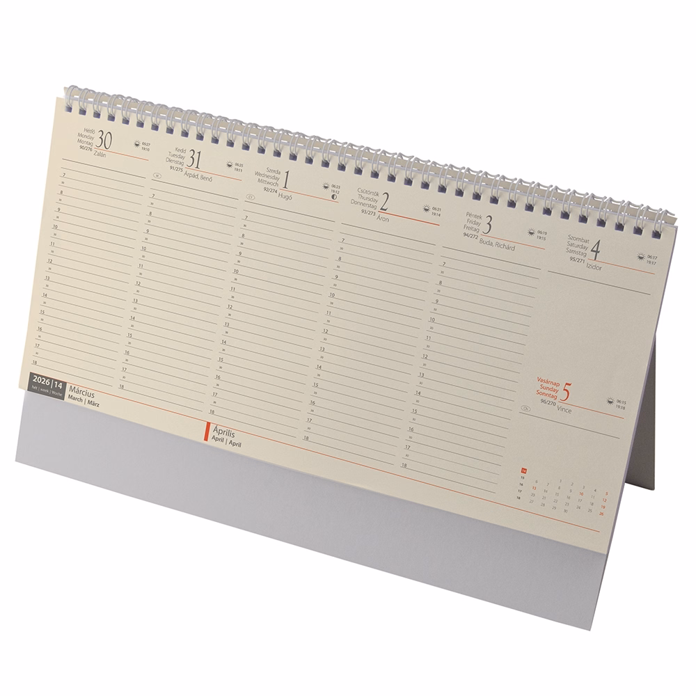 Asztali naptár kép nélküli REALSYSTEM álló sárga lapos fehér 2026. Asztali naptár kép nélküli REALSYSTEM álló sárga lapos fehér 2026.