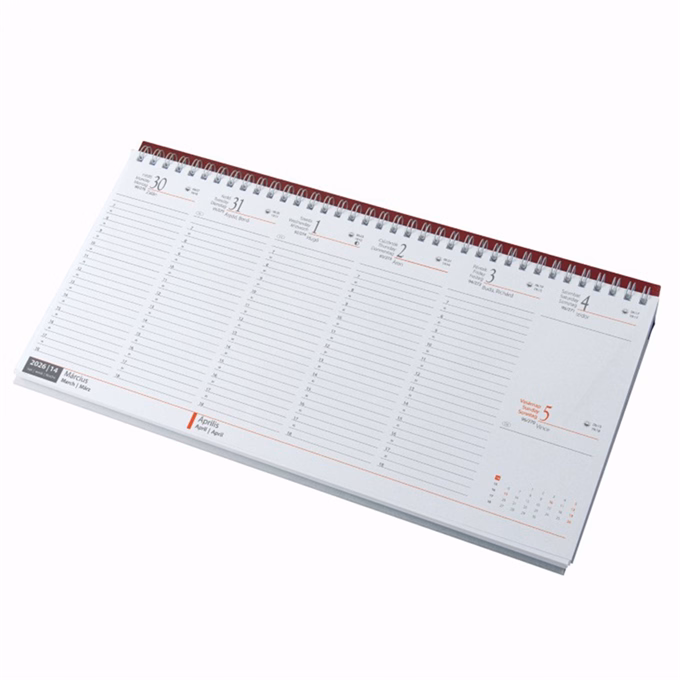 Asztali naptár kép nélküli REALSYSTEM fekvő fehér lapos bordó 2026. Asztali naptár kép nélküli REALSYSTEM fekvő fehér lapos bordó 2026.