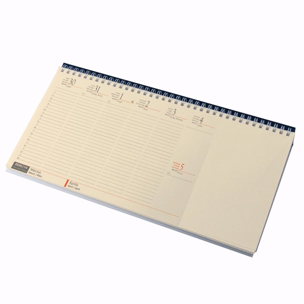 Asztali naptár kép nélküli REALSYSTEM fekvő sárga lapos blokktömbös fekete 2026.