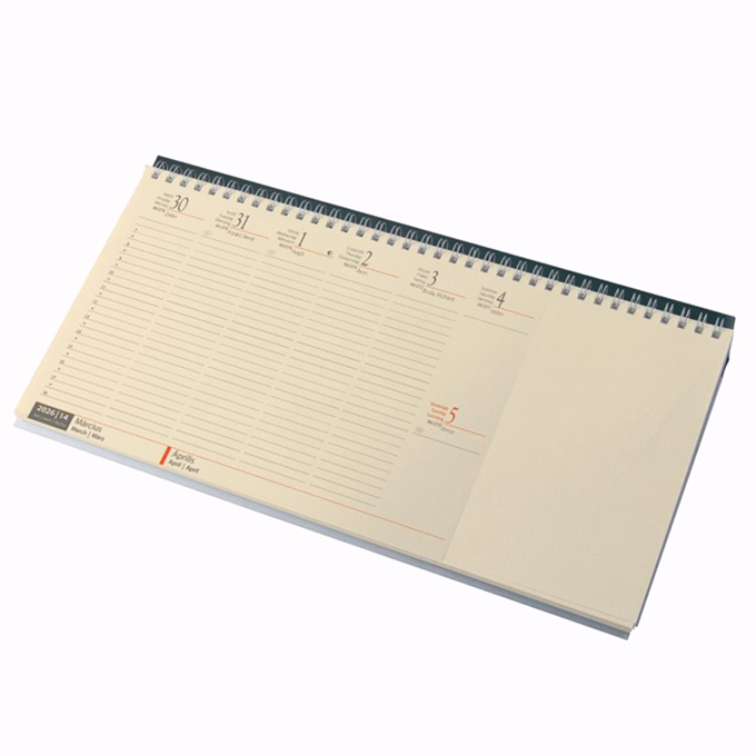 Asztali naptár kép nélküli REALSYSTEM fekvő sárga lapos blokktömbös zöld 2026.