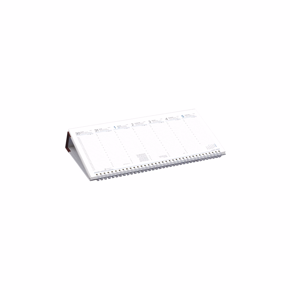 Asztali naptár kép nélküli TOPTIMER T050 fekvő fehér lapos bordó 2026.