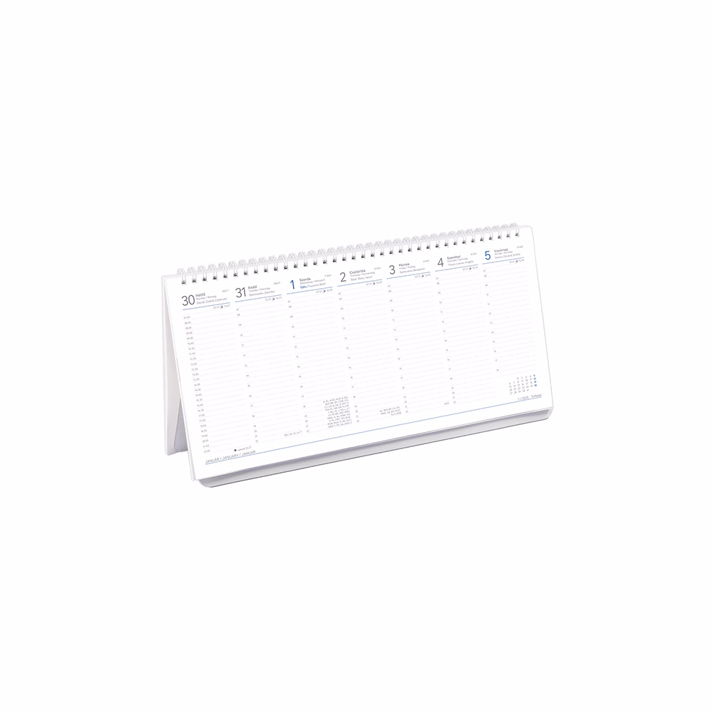 Asztali naptár kép nélküli TOPTIMER T052 álló fehér lapos papír táblás 2026.