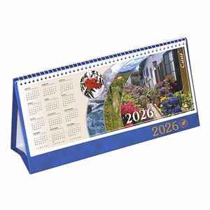 Asztali naptár képes CSÍZIÓ álló fehér lapos idézetes bőr hatású Öko hátlap kék 2026.