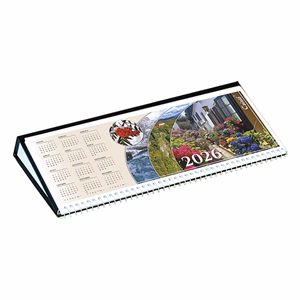 Asztali naptár képes CSÍZIÓ fekvő fehér lapos idézetes bőr hatású Öko hátlap fekete 2026.