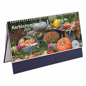 Asztali naptár képes TOPTIMER T054 álló fehér lapos Kertész kék 2026.