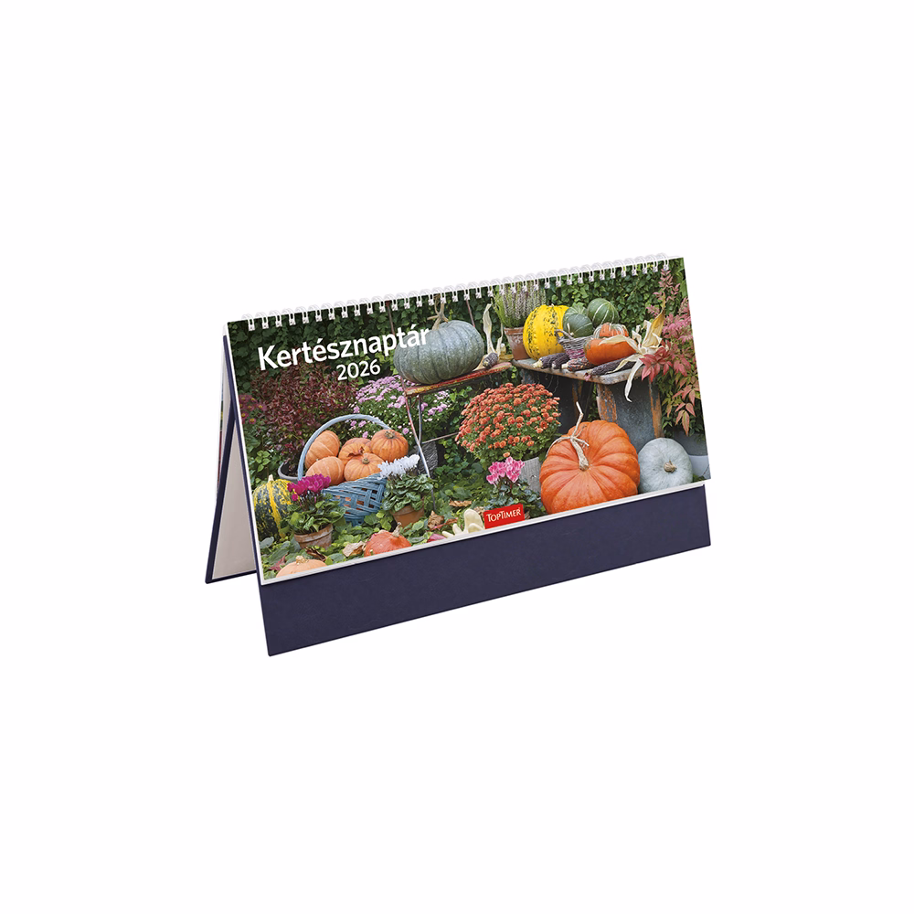 Asztali naptár képes TOPTIMER T054 álló fehér lapos Kertész kék 2026.