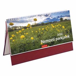 Asztali naptár képes TOPTIMER T054 álló fehér lapos Nemzeti park bordó 2026.