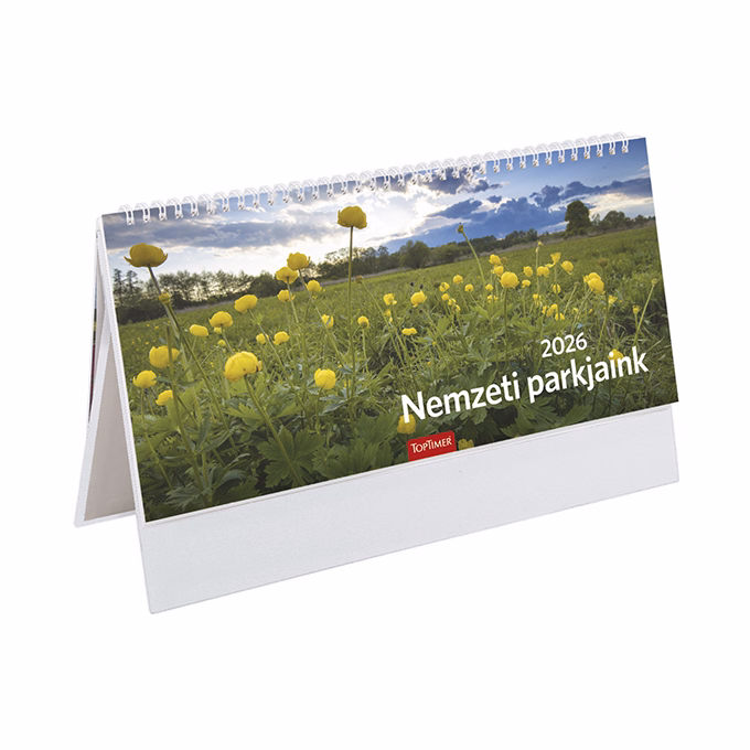 Asztali naptár képes TOPTIMER T054 álló fehér lapos Nemzeti park fehér papír táblás 2026.