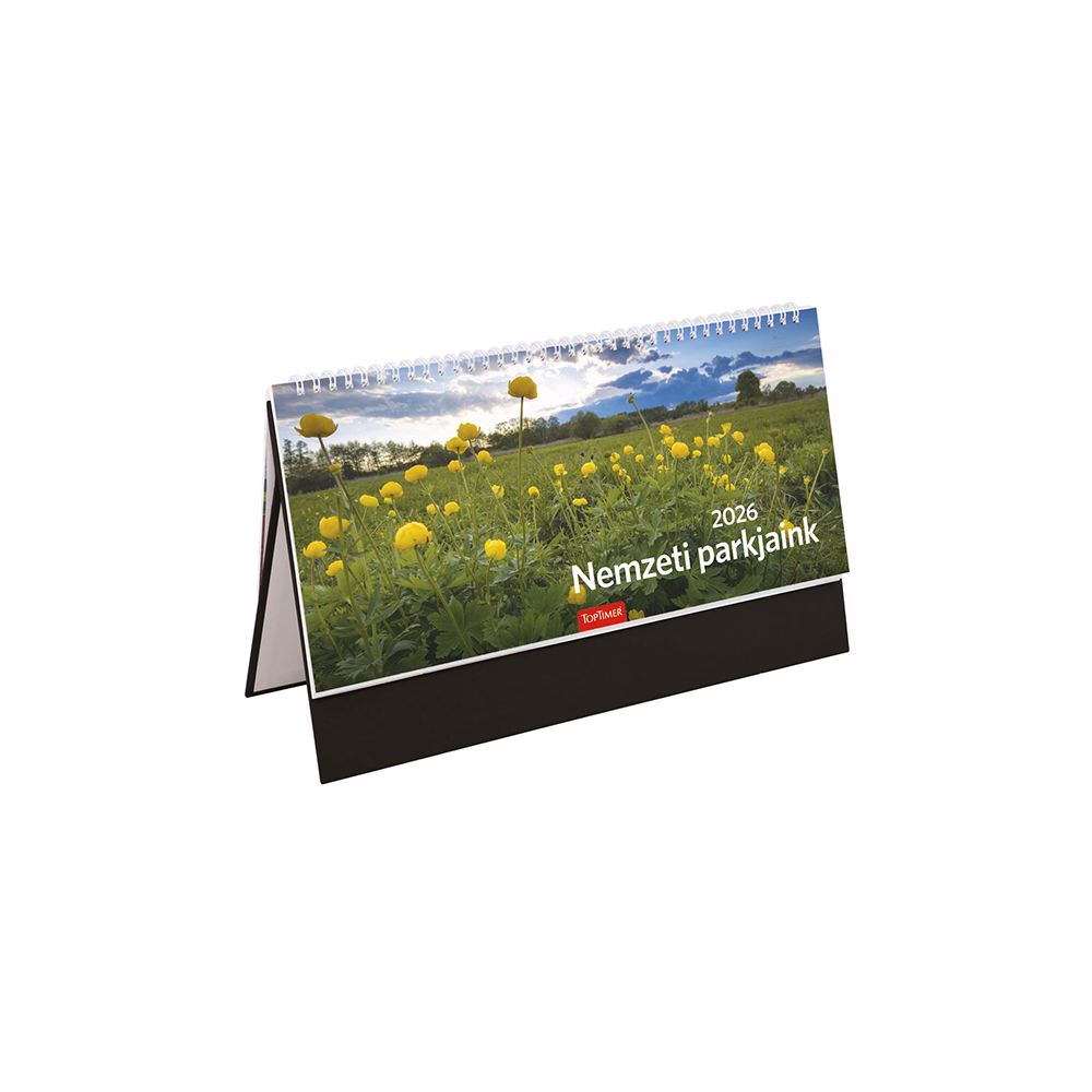 Asztali naptár képes TOPTIMER T054 álló fehér lapos Nemzeti park fekete 2026.