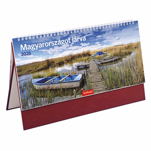 Asztali naptár képes TOPTIMER T056 álló fehér lapos Magyarországot járva bordó 2026.