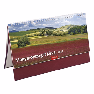 Asztali naptár képes TOPTIMER T056 álló fehér lapos Magyarországot járva bordó 2027