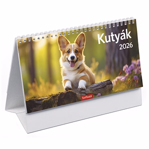Asztali naptár képes TOPTIMER T058 álló fehér lapos Kutyák 2026. Asztali naptár képes TOPTIMER T058 álló fehér lapos Kutyák 2026.