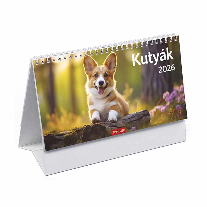 Asztali naptár képes TOPTIMER T058 álló fehér lapos Kutyák 2026. Asztali naptár képes TOPTIMER T058 álló fehér lapos Kutyák 2026.