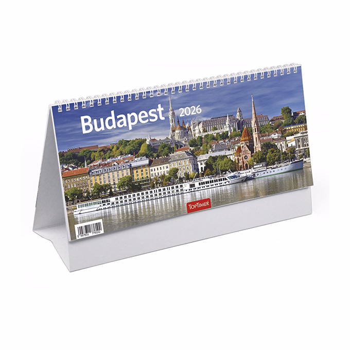 Asztali naptár képes TOPTIMER T066 álló fehér lapos Budapest 2026.